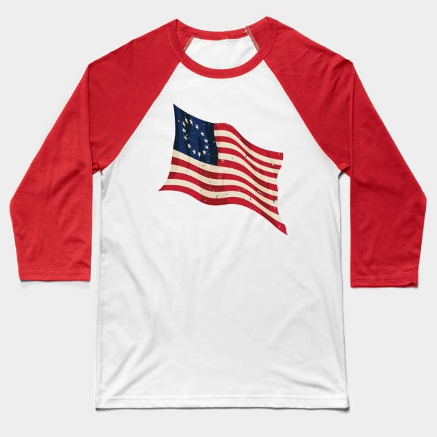 Waving Betsy Ross Flag Baseball T-Shirt by hobrath
